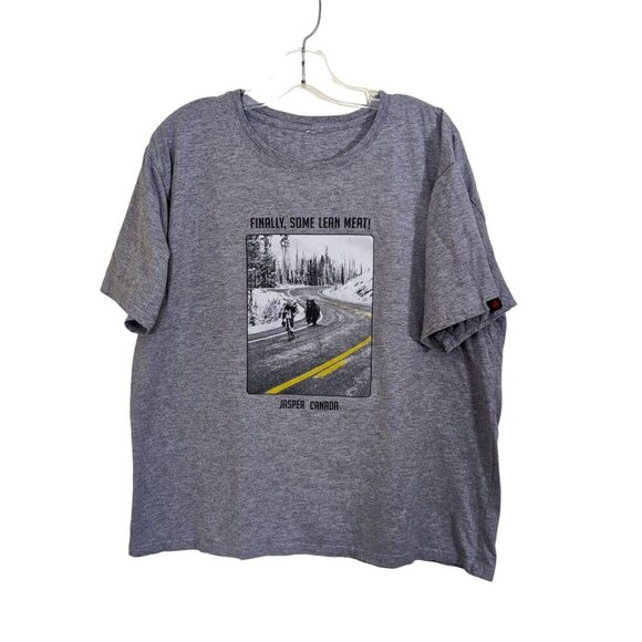 Vintage Y2K Mens XL T Shirt Jasper Canada Gray Novelty Tee Bear Funny Cyclist - Picture 1 of 3